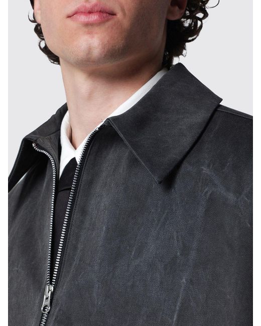 Séfr Blue Cotton Shirt Jacket With Classic Collar And Zip Closure for men