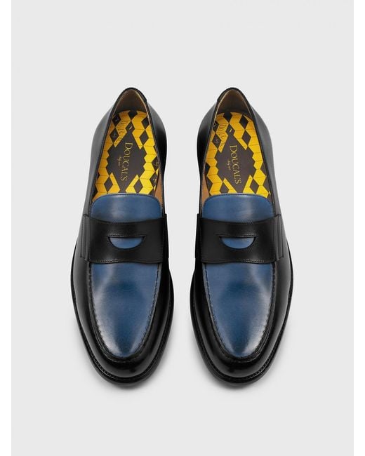 Doucal's Black Leather Loafers for men
