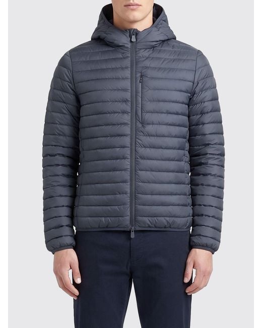 Save The Duck Blue Hooded Padded Nylon Down Jacket for men