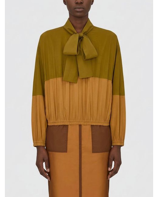 Saint Laurent Green Cassandre Color-Block Blouse