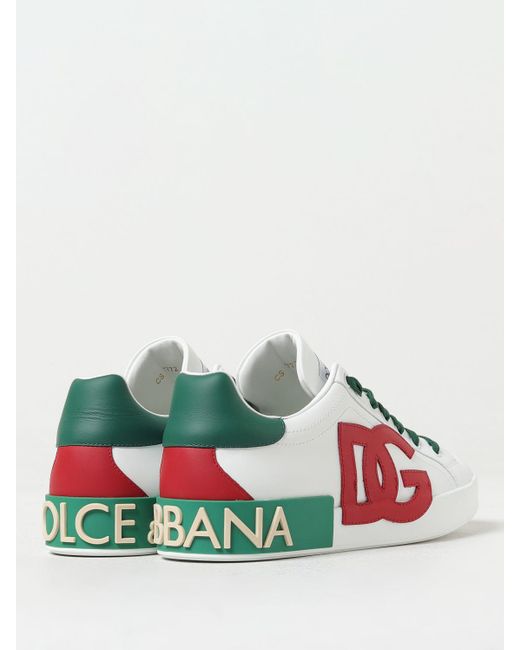 Sneakers in pelle con logo di Dolce & Gabbana in White da Uomo