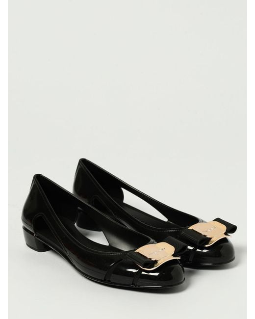 Ferragamo Black Jelly Rubber Ballerinas