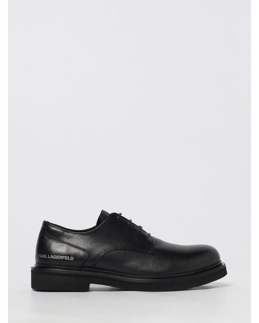 Karl Lagerfeld Black Leather Derby Shoes for men