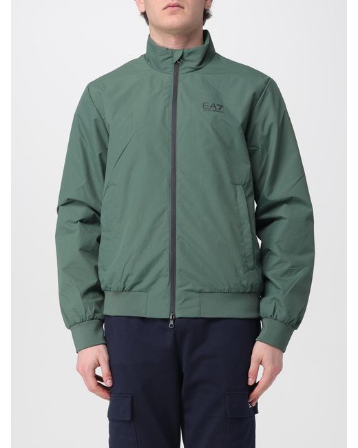 EA7 Green Polyester Jacket With Logo for men