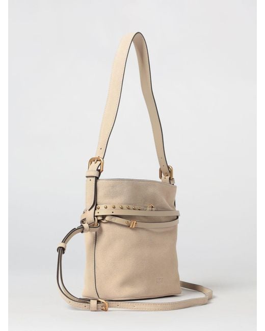 Pinko Natural Belt Suede Bucket Bag