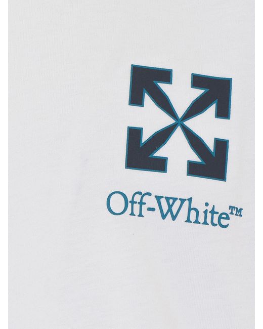 Off-White c/o Virgil Abloh White Crewneck Cotton T-Shirt With Contrast Arrow Logo for men