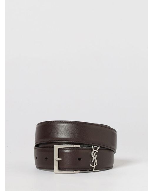 Saint Laurent Brown Calfskin Leather Belt for men