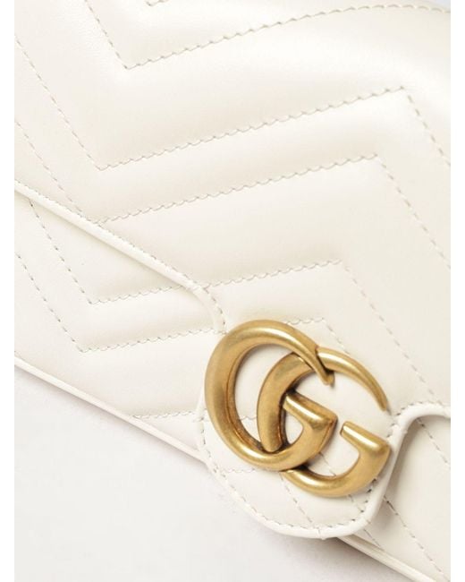 Mini Borsa A Spalla Gg Marmont di Gucci in Natural