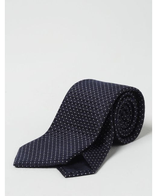 Cravatta in seta con pois jacquard di Emporio Armani in Blue da Uomo