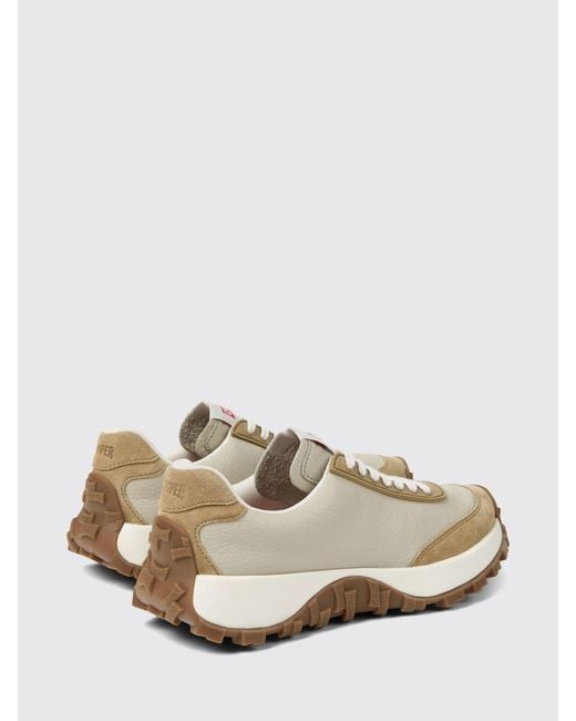 Camper White Drift Trail Grained Leather And Suede Sneakers