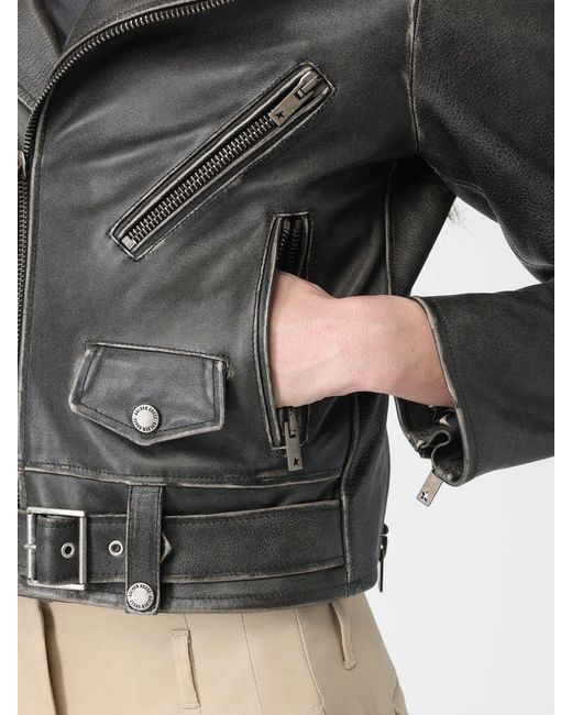 Golden Goose Deluxe Brand Gray Distressed Leather Biker Jacket
