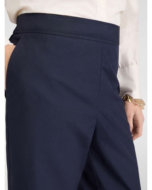 Momoní Blue Momon&Igrave Cropped Cotton Trousers With Elasticated Drawstring Waist