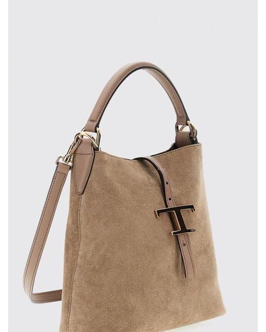 Tod's Natural Mini T Timeless Suede Bucket Bag