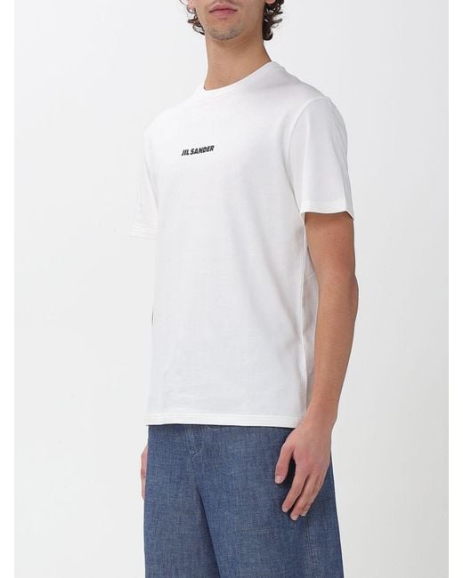 Jil Sander White Cotton T-Shirt With Logo for men