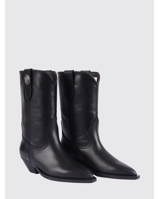 Via Roma 15 Black Leather Ankle Boots