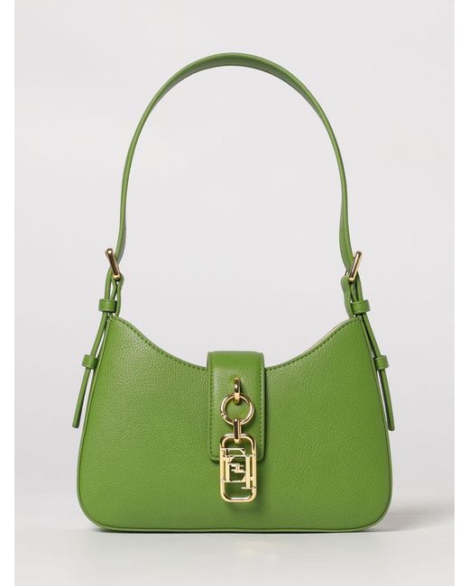 Elisabetta Franchi Green Small Hobo Bag With Charm