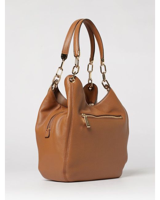 Michael Kors Brown Lillie Large Hammered Leather Shoulder Bag