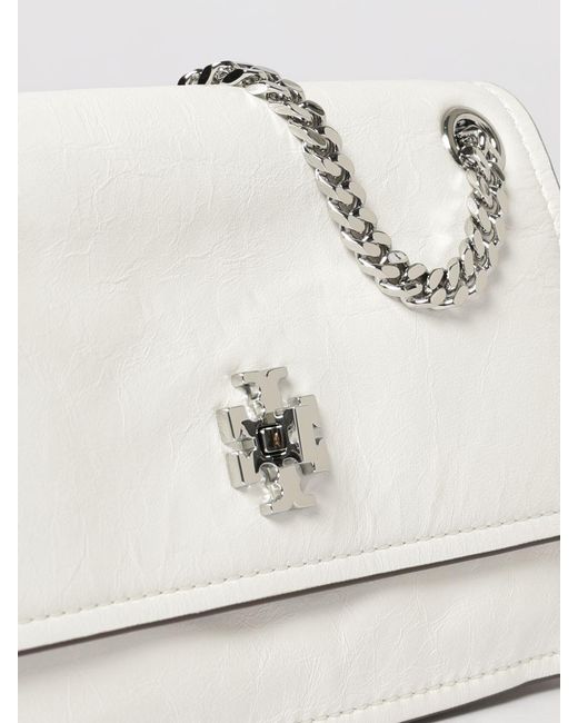 Tory Burch Natural Mini Kira Turnlock Crinkled Leather Bag