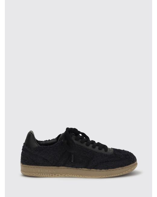 Balmain Black Swan Furry Suede Sneakers for men