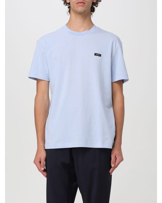 T-shirt in cotone con logo di Calvin Klein in White da Uomo