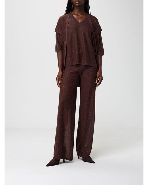 Kangra Brown Viscose Blend Cardigan With Sequins