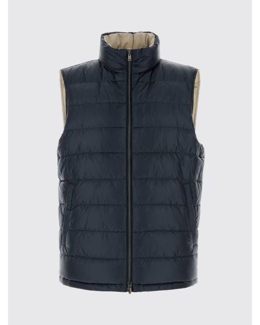 Herno Blue Quilted Nylon Padded Gilet With High Neck And Zip Closure for men