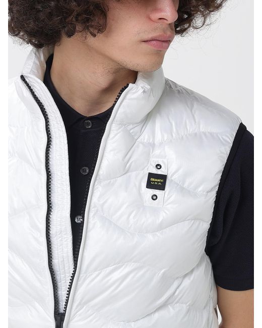 Blauer White Padded Nylon Vest for men