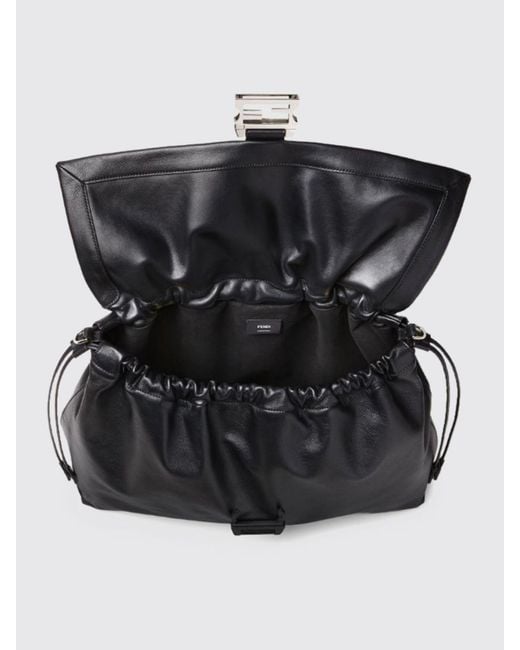 Fendi Black Flux Maxi Messenger Leather Bag for men
