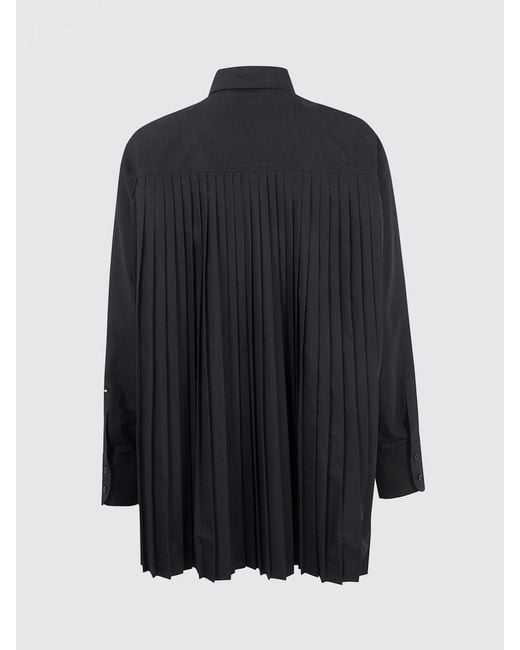 Sportmax Black Nespola Pleated Cotton Blend Shirt
