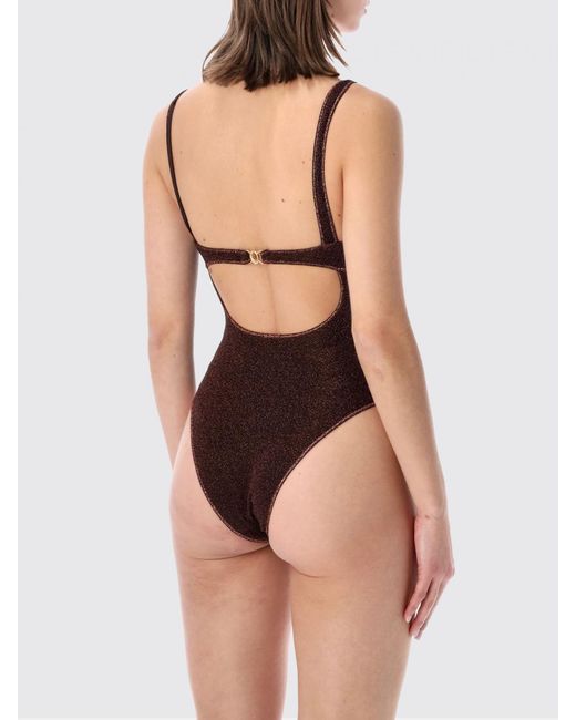 Oseree Black Lurex Jersey One-Piece Swimsuit