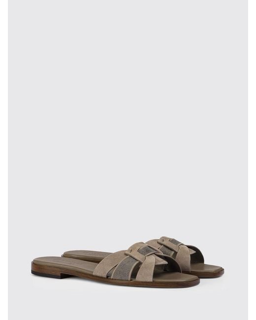 Doucal's Gray Suede Mules With Ornament