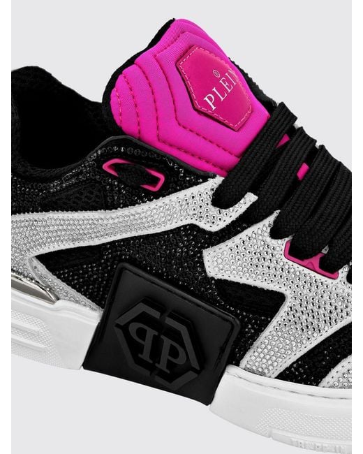 Philipp Plein Pink Crystal-Embellished Suede And Leather Low-Top Trainers for men