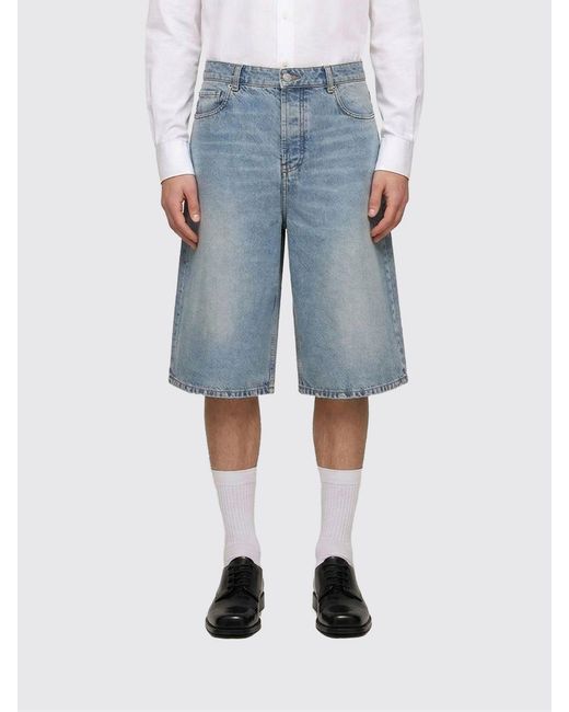 AMI Blue Cotton Denim Shorts for men