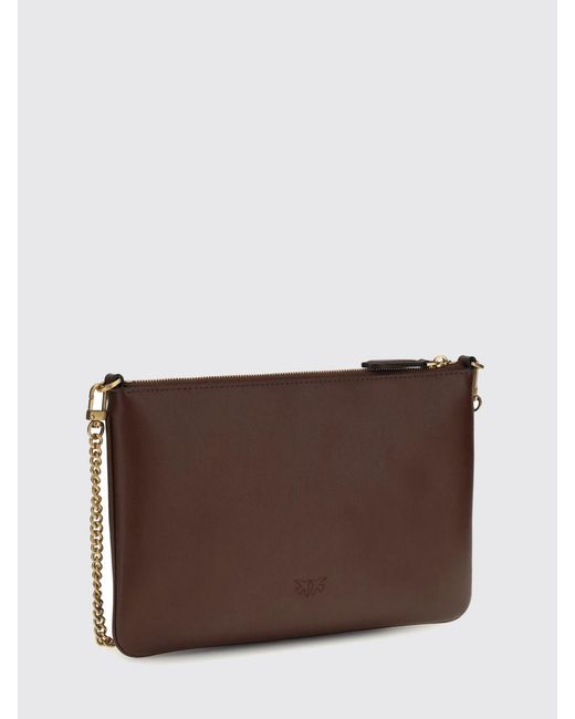 Pinko Brown Flat Love Bag Simply Leather Clutch