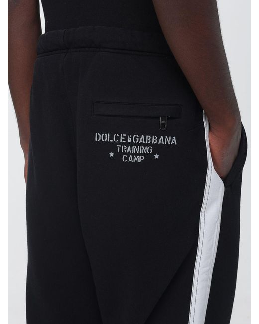 Dolce & Gabbana Black Dolce &Amp Gabbana Cotton Jogging Trousers With Elasticated Waist And Contrast Logo for men