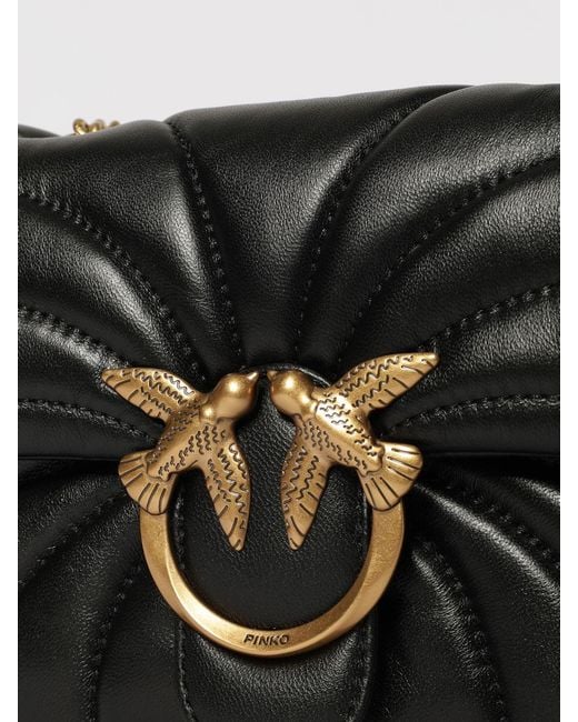 Pinko Black Love Bag Puff Mini Butterfly Matelassé Nappa Bag