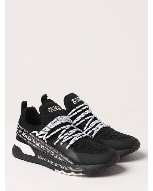 Sneakers in maglia con logo di Versace in Black da Uomo
