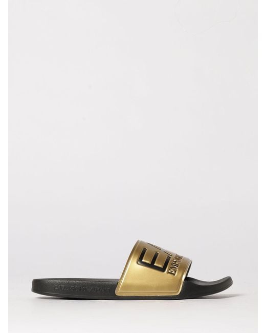EA7 Metallic Rubber Sliders With Logo Print for men