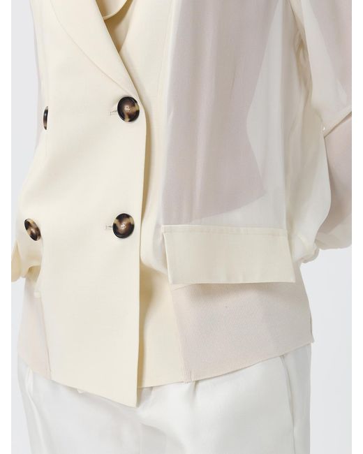 MEIMEIJ Natural Double-Breasted Wool Blend Blazer