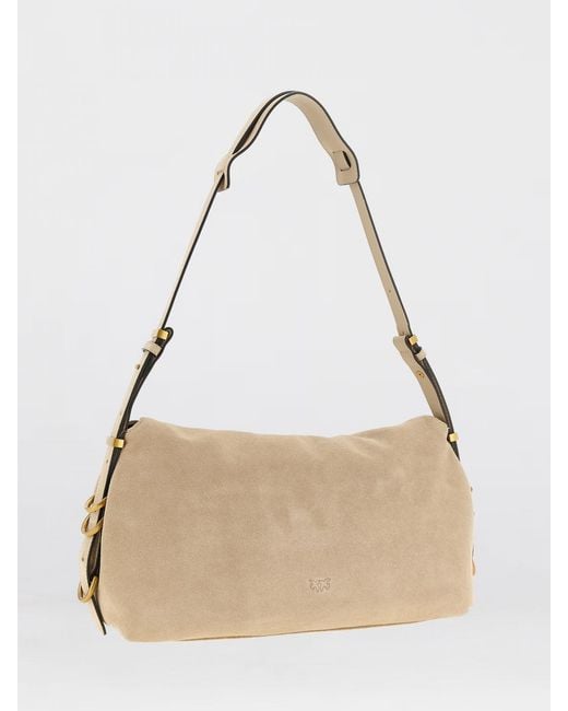 Pinko Natural Medium Suede Saddle Bag Baguette Shoulder Bag