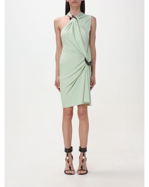 Ferragamo Green Asymmetric Gathered Dress