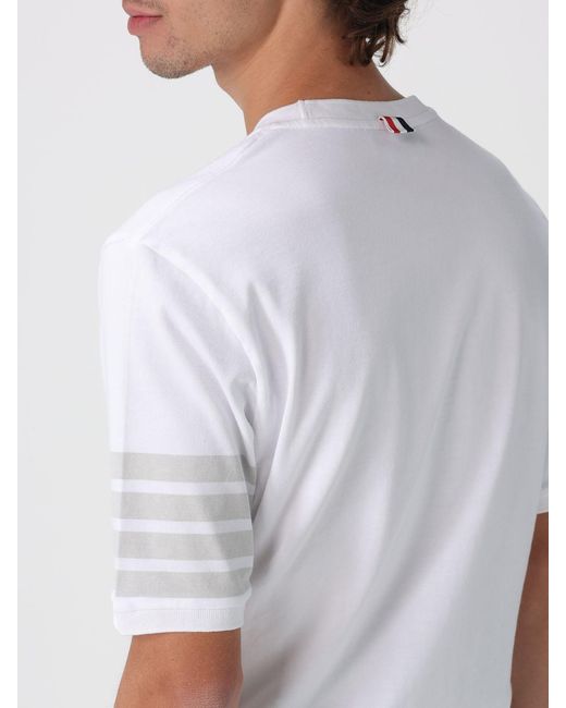 Thom Browne White 4-Bar Cotton T-Shirt for men