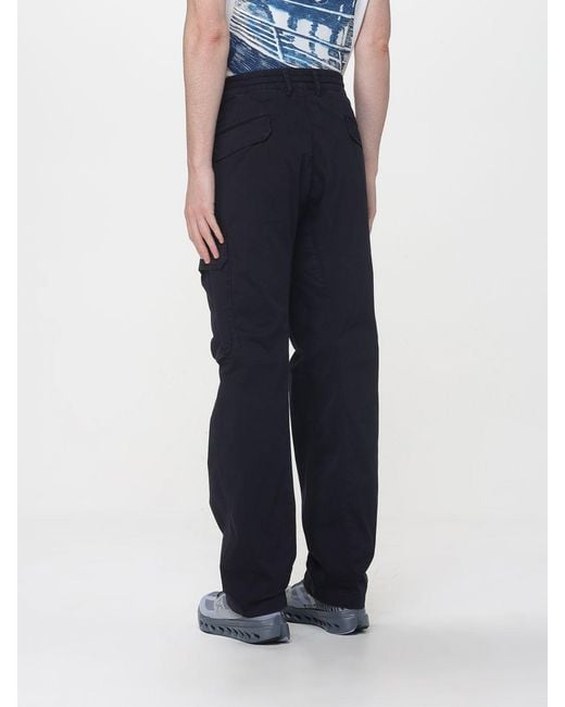 C P Company Blue Stretch Cotton Cargo Pants for men