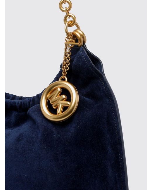 Michael Kors Blue Indie Suede Shoulder Bag