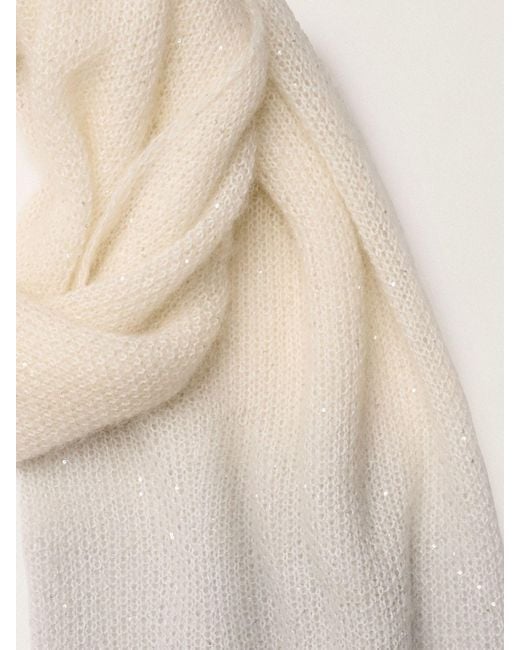 Fabiana Filippi White Wool Blend Scarf With Sequins