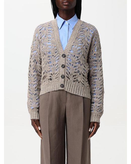 Brunello Cucinelli Gray Linen Blend Cardigan