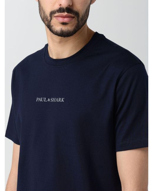 T-shirt con mini logo di Paul & Shark in Blue da Uomo