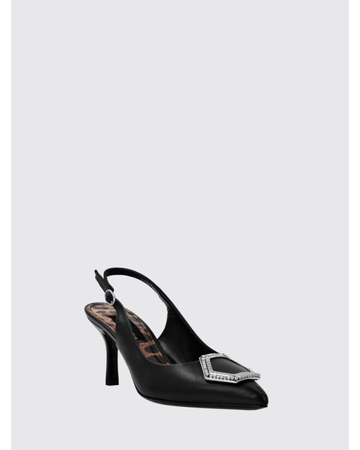 Philipp Plein Black Leather Slingback Pumps With Jewel Buckle And Stiletto Heel