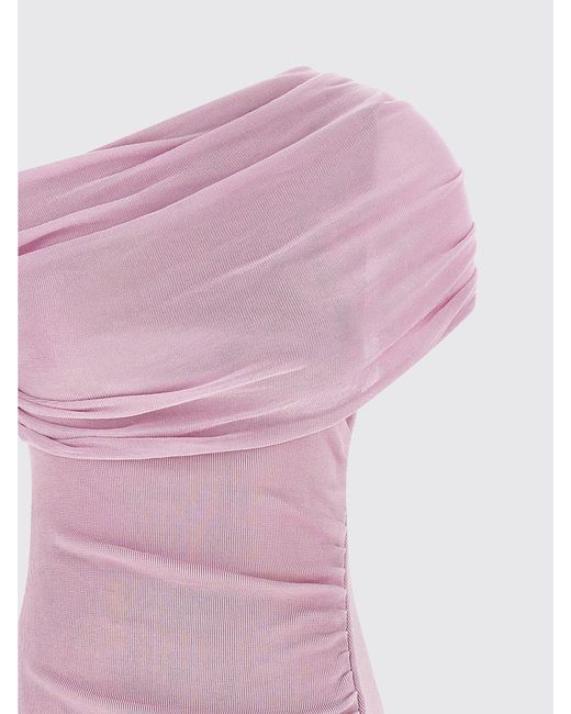 Self-Portrait Pink Draped Cotton Blend Dress