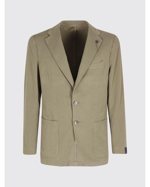Santaniello Green Cotton Single-Breasted Blazer for men